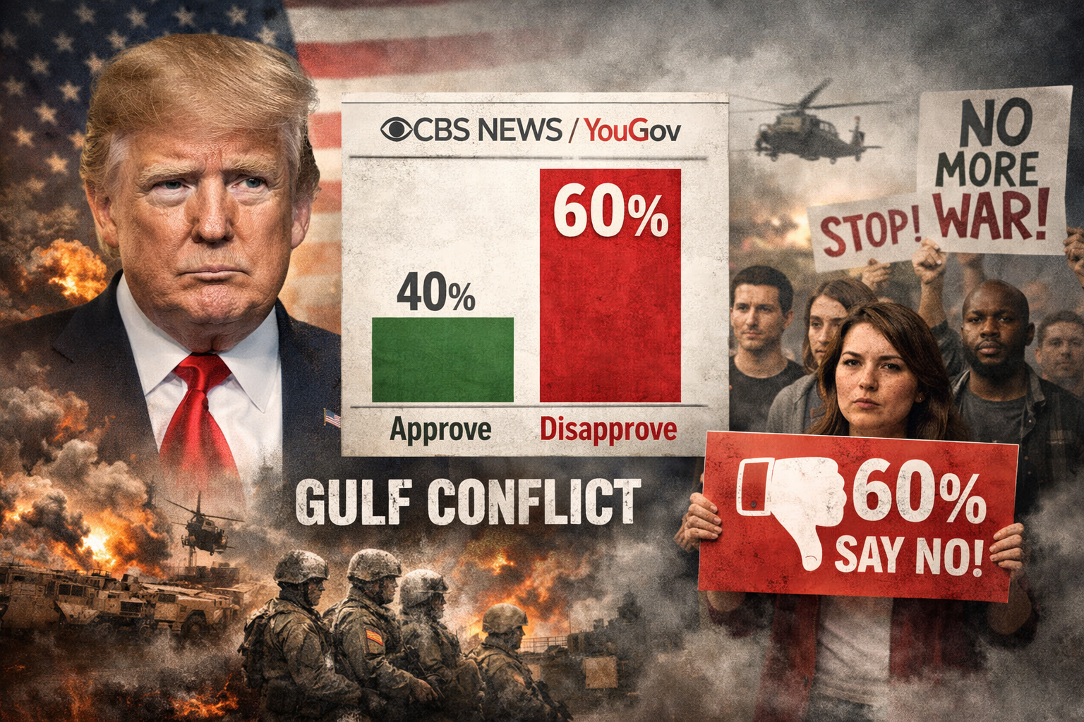 ట్రంప్‌కు షాక్: గల్ఫ్ యుద్ధంపై 60% అమెరికన్ల అసంతృప్తి.. 